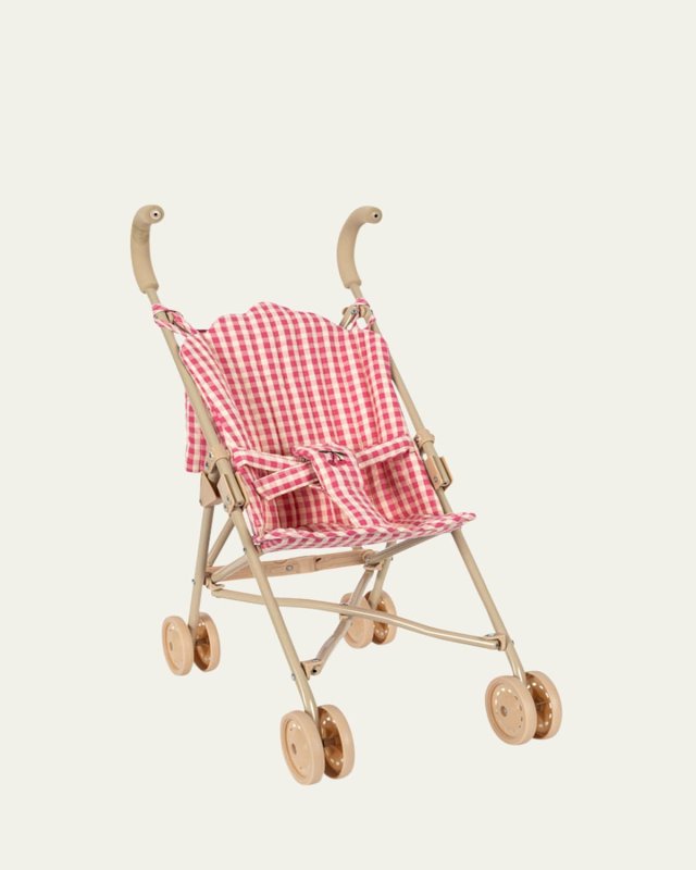 Gingham-Print Doll Stroller